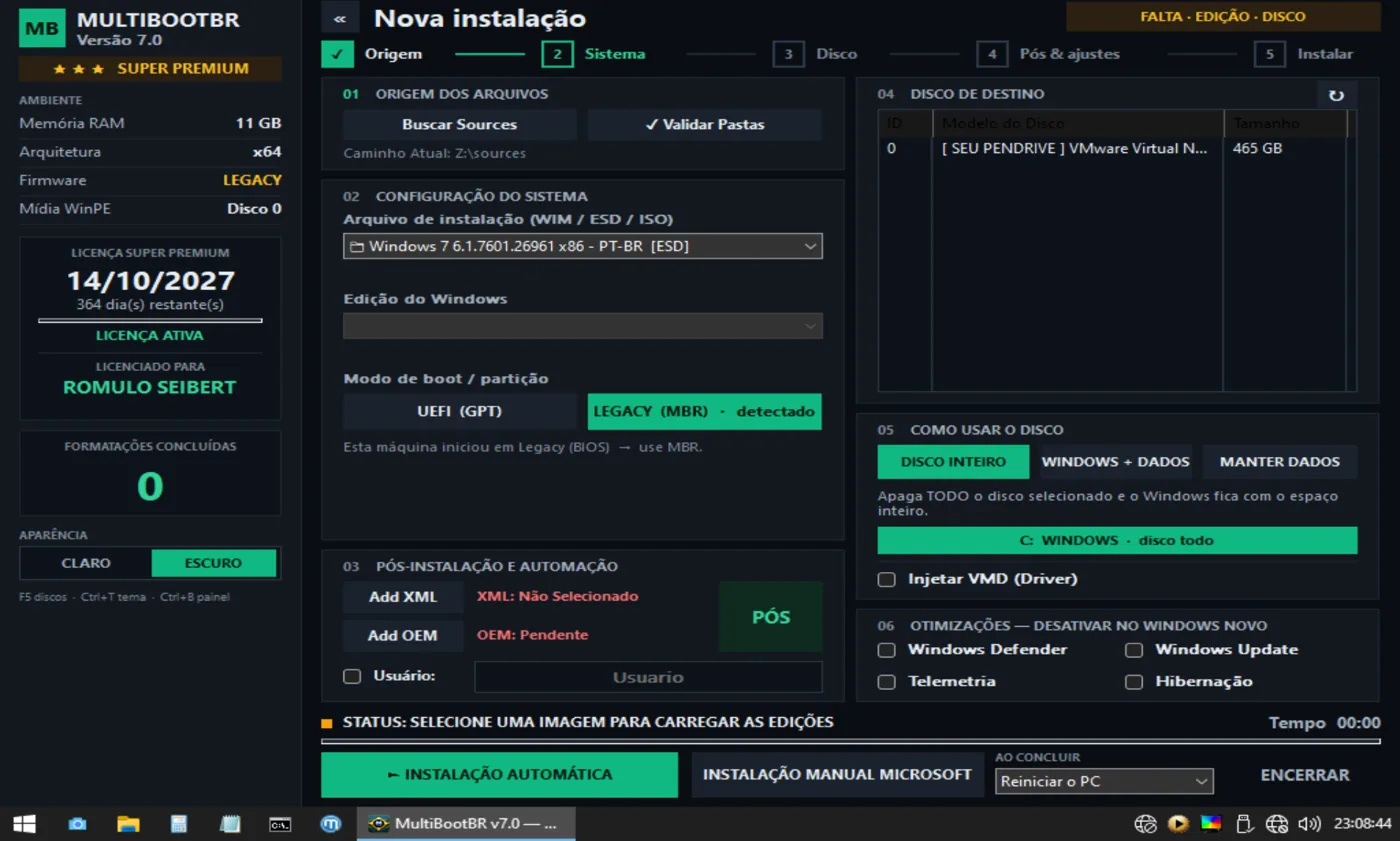 Tela do formatador MultiBootBR