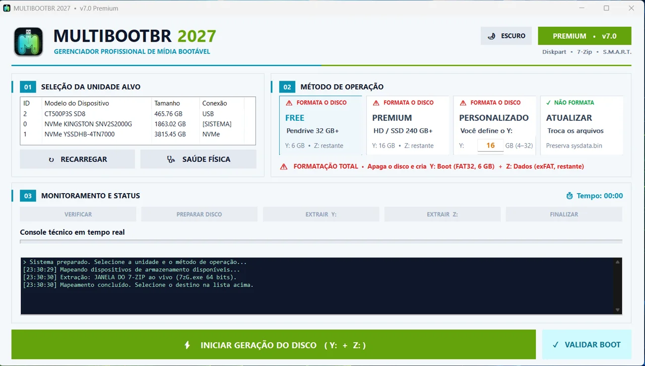 Extrator MultiBootBR 2027, gerenciador de mídia bootável
